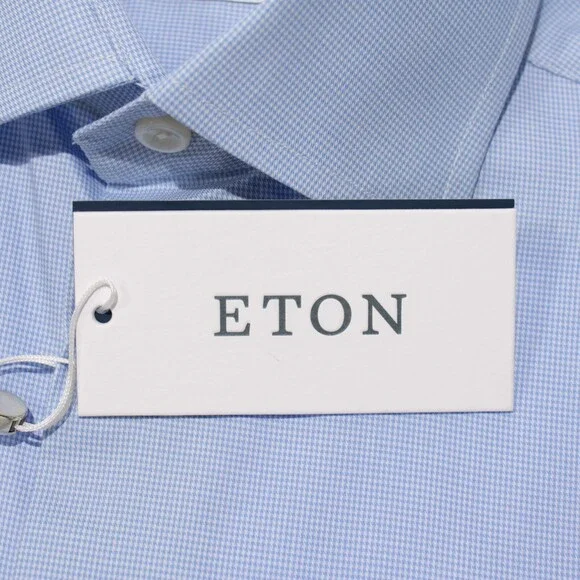 Eton NWD Dress Shirt Size 39 15.5 Contemporary Roughly Solid Blue 100% Cotton - Picture 2 of 12